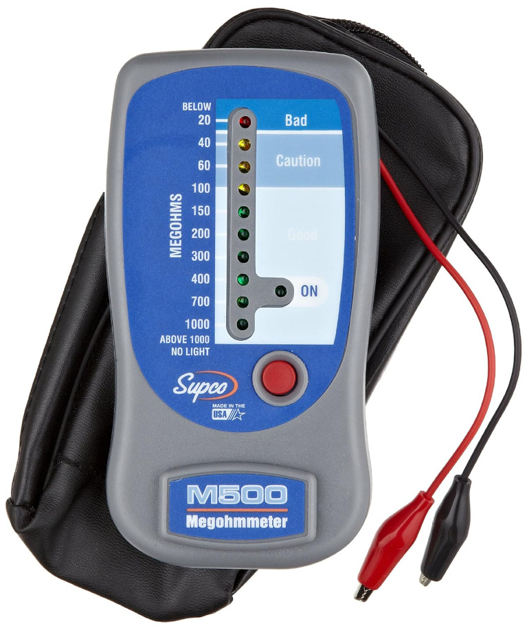Supco M500 Insulation Tester/Electronic Megohmmeter with Soft Carrying Case, 0
