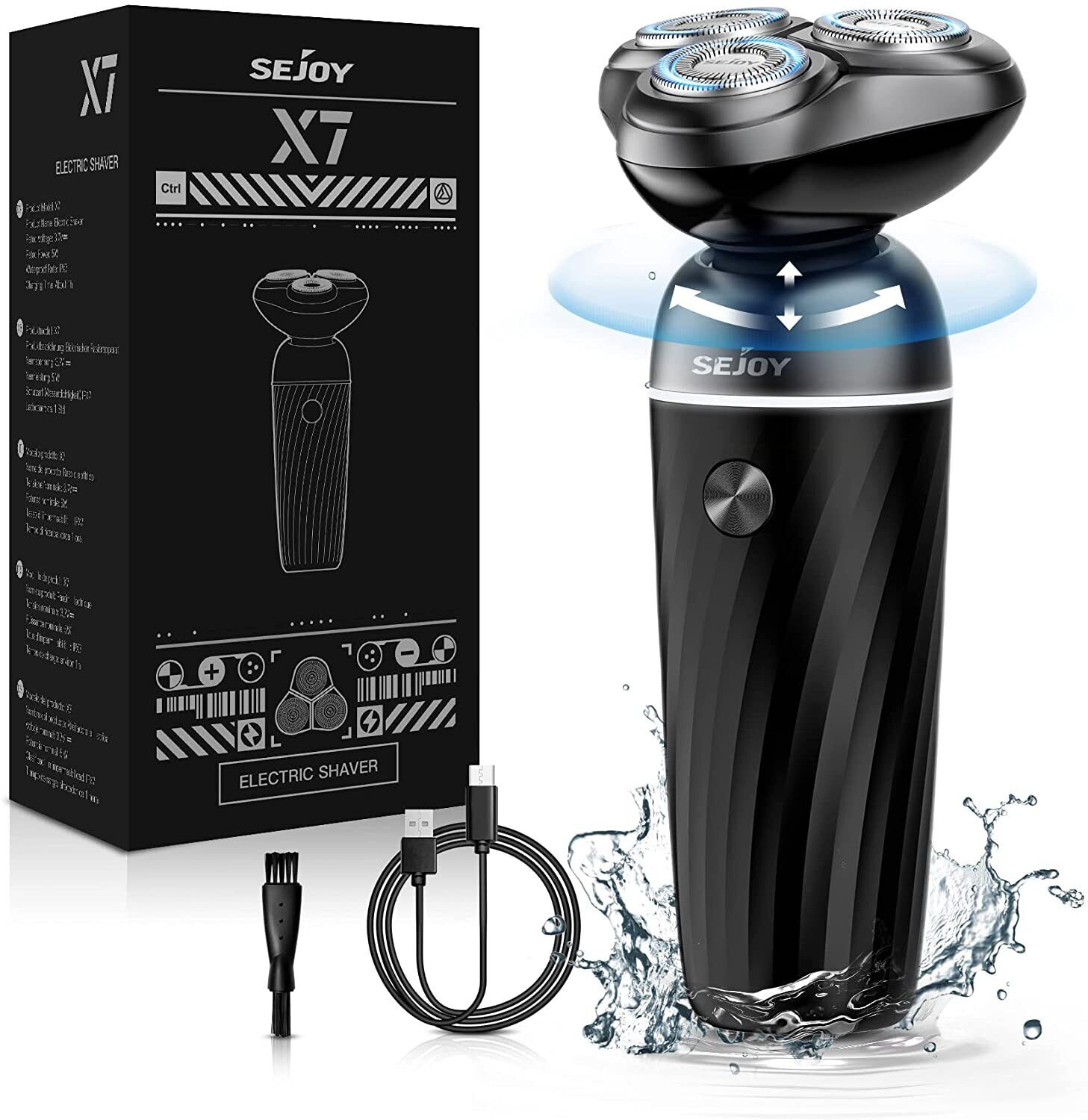 SEJOY Men\'s 3D Electric Shaver Razor Rotary Wet&Dry Rechargeable Cordless