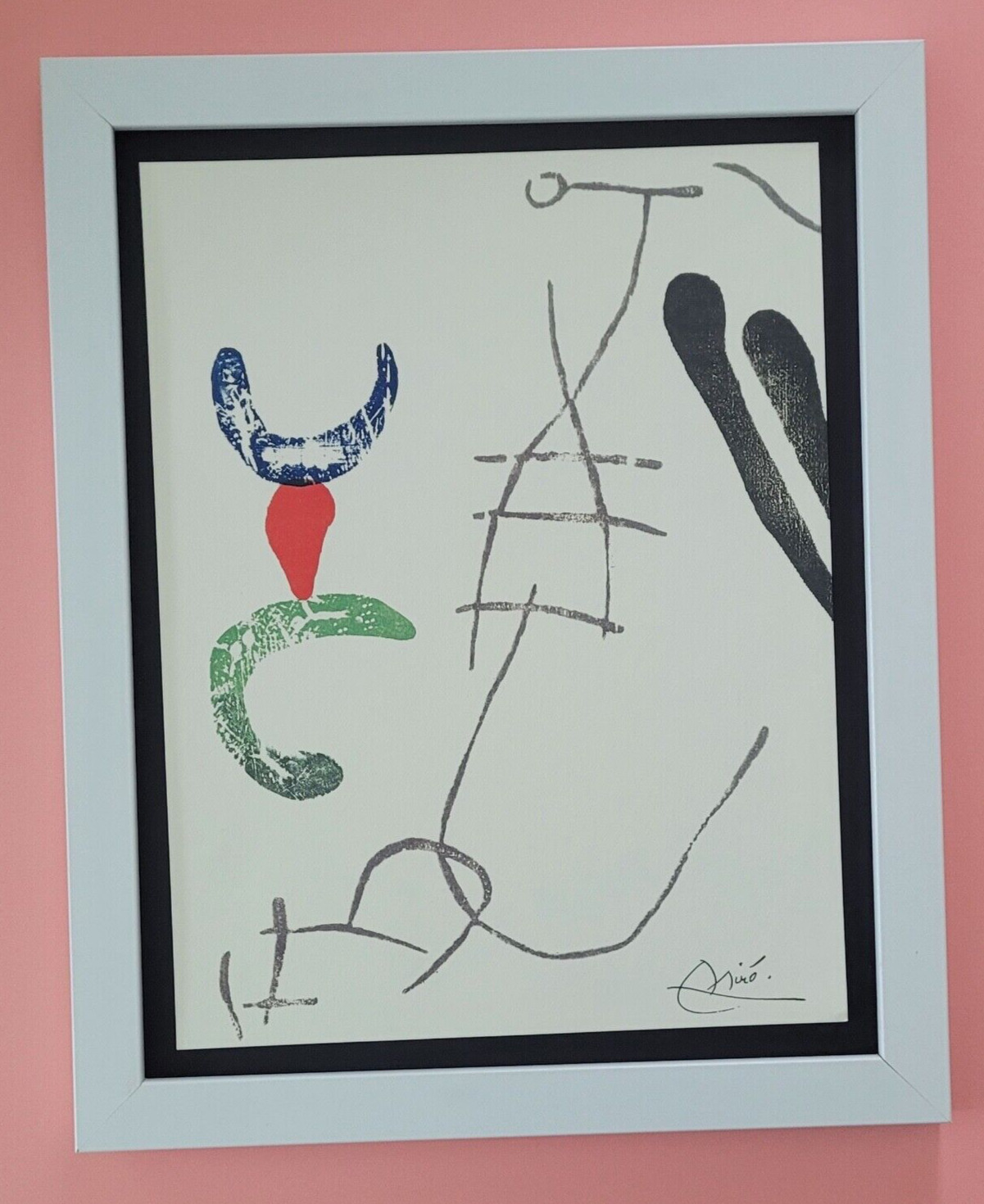 JOAN MIRO + 1971 BEAUTIFUL SIGNED PRINT MOUNTED AND FRAMED 11x14in + BUY NOW