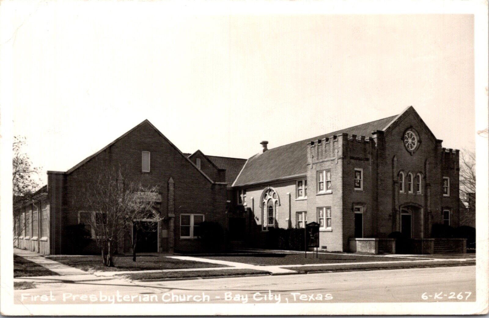 Real Photo Postcard First Presbyterian Church in Bay City, Texas