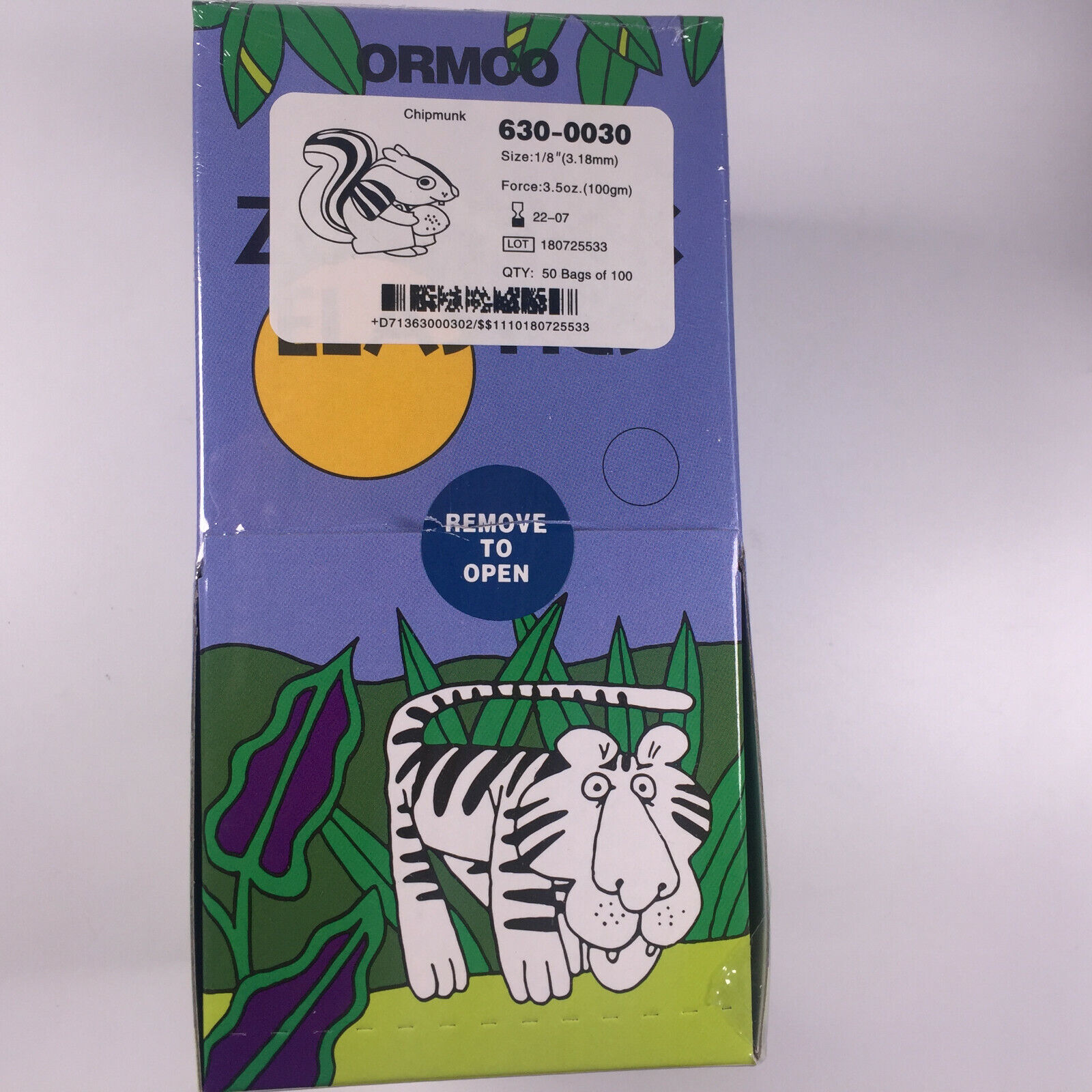 ORMCO Zoo Pack Elastics Dental Clear Yellow 5000/Box 3.5OZ 1/8 3/16 1/4 5/16 3/8
