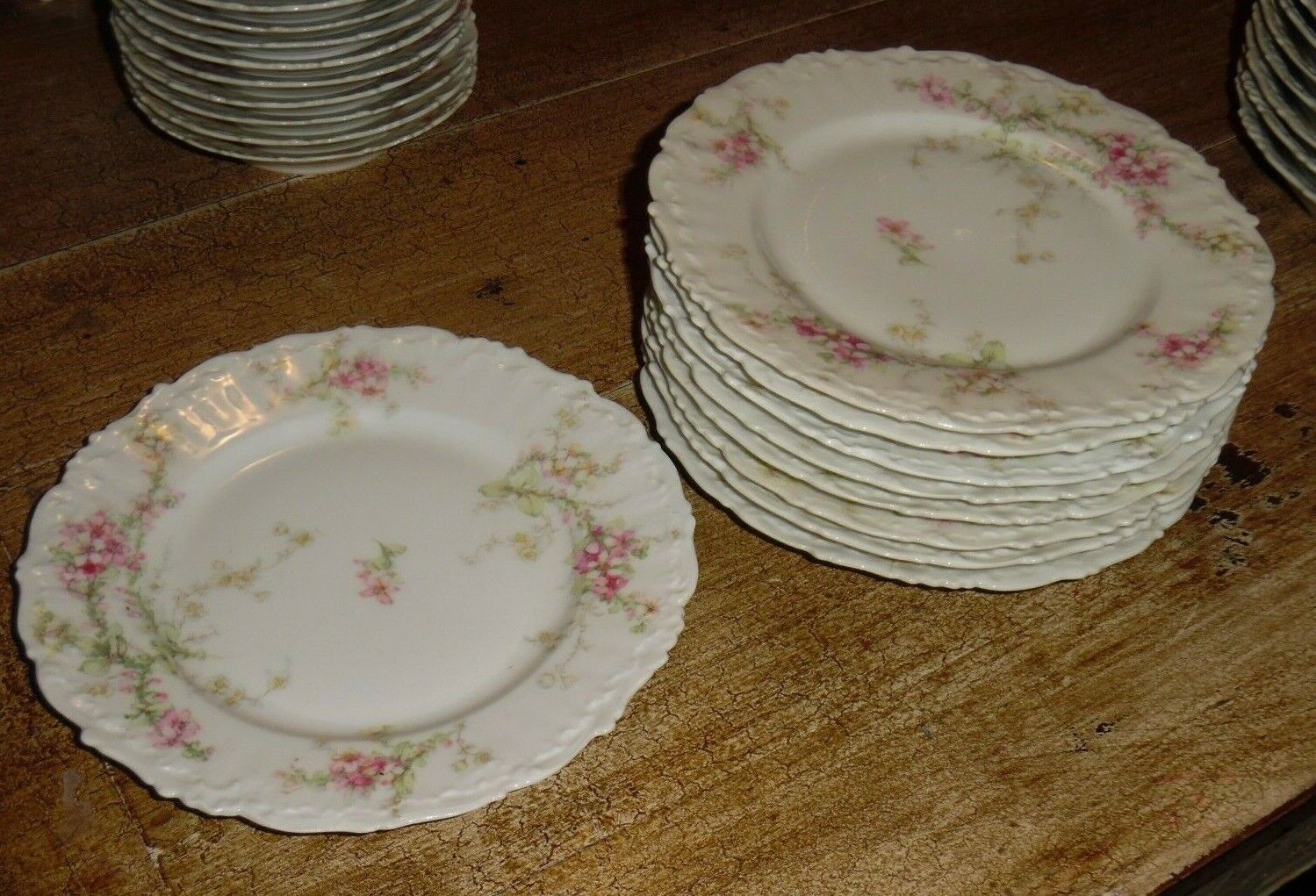 9 Bawo & Dotter Elite Limoges Pink Floral Porcelain Salad Plates - 7 5/8\