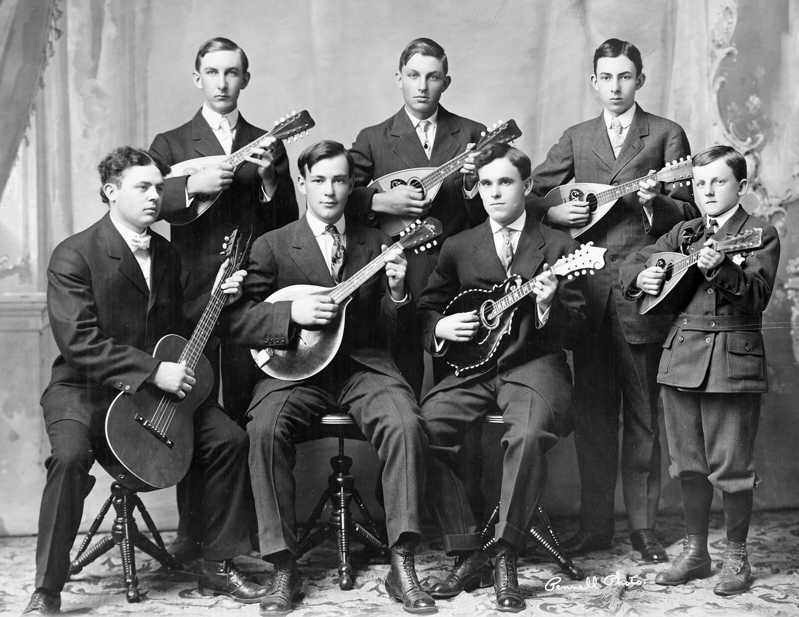 1909 Junction City High School Mandolin Club, KS Old Photo 8.5\
