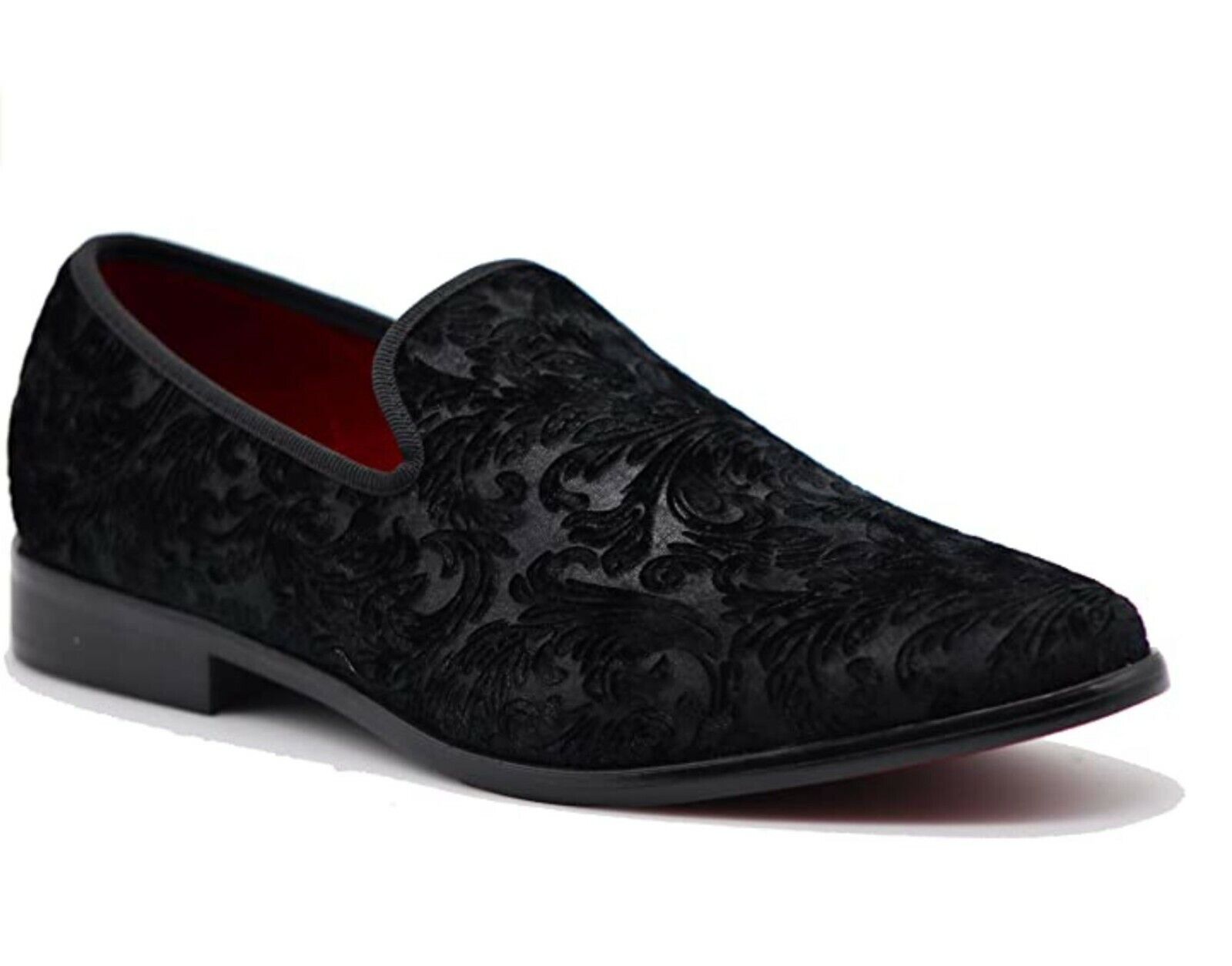 Men's Vintage Velvet Flower Designer Dress Loafers Slip On Shoes Classic Tuxedo 