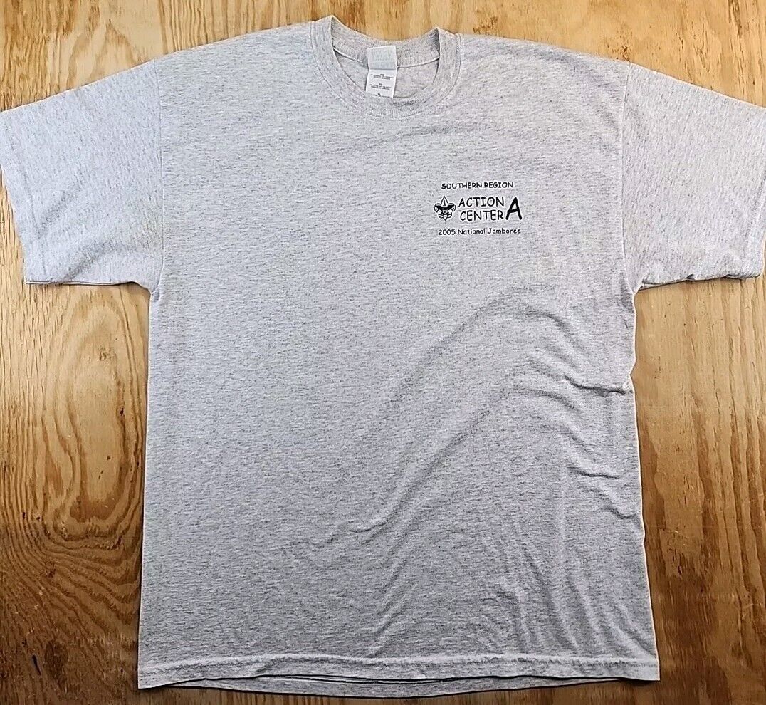 Vintage 2005 BSA National Jamboree Graphics Gray T-shirt Mens XL Cotton