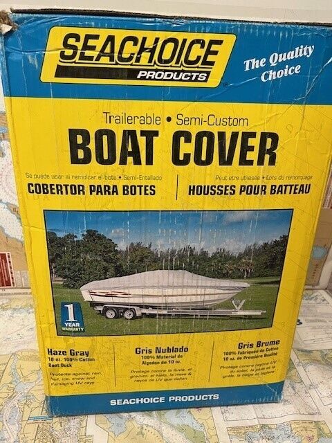 Seachoice #50-97801 97801  Haze Gray Cotton Boat Cover for 20\'6\