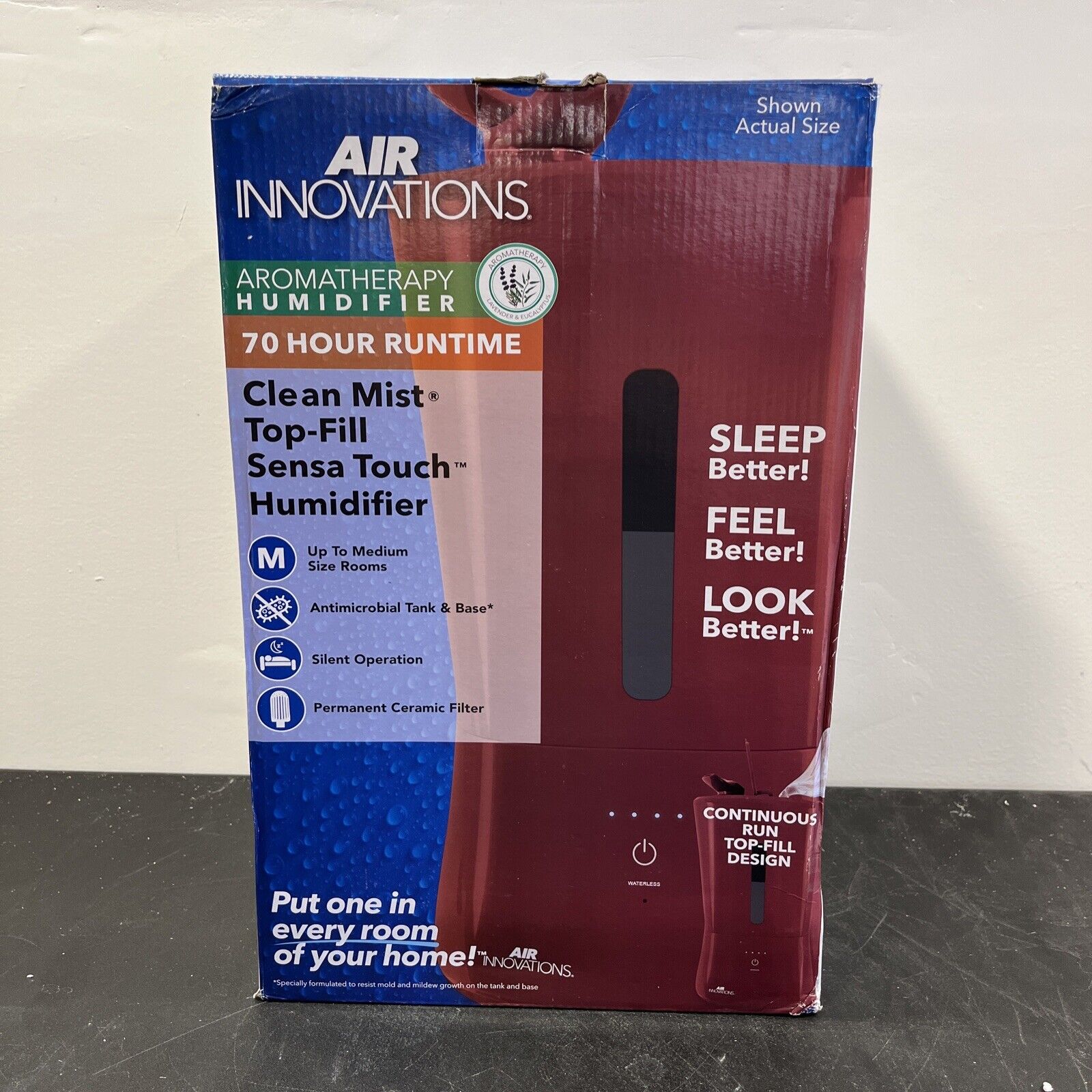 Air Innovations 1.3 Gallon Sensa Touch Top Fill Aromatherapy Humidifier - Red