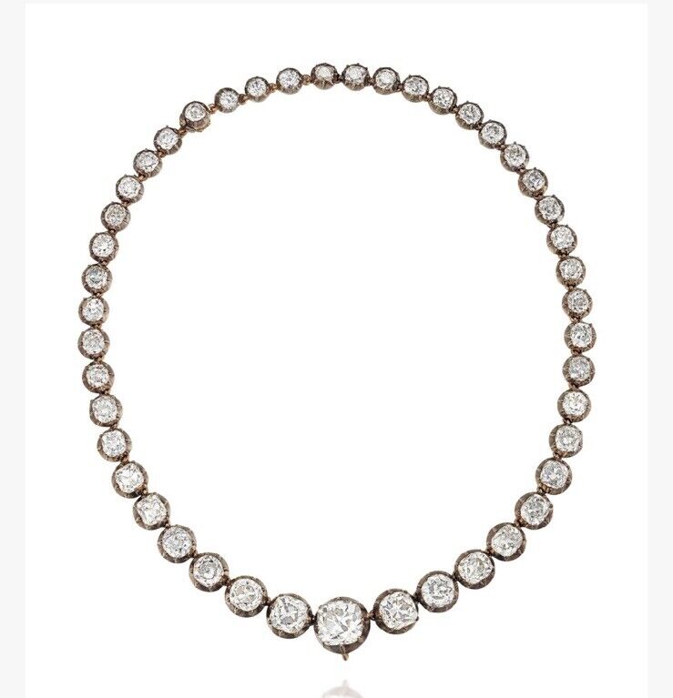 Late 19th Century Inspired Rivière Necklace In 925 Sterling Silver Cubic Zircon