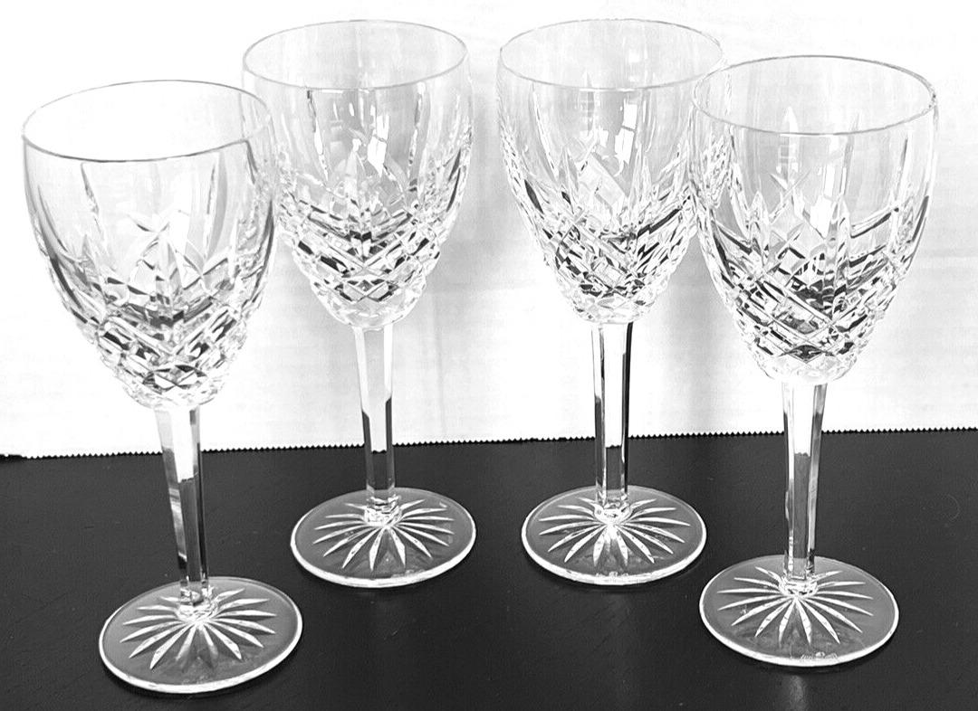 Waterford Crystal Araglin 7 1/8” Wine Glass Goblet Vintage Set of 4 Mint