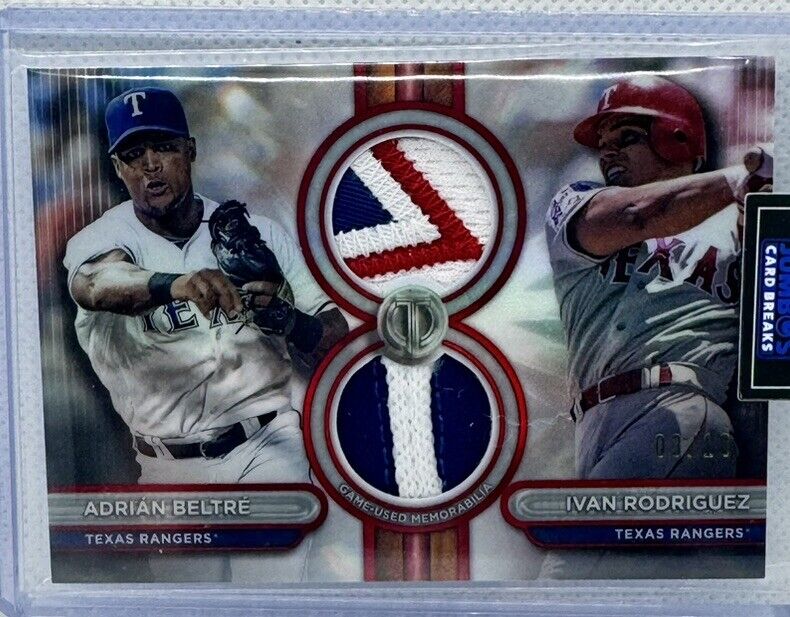 2024 Topps Tribute Dual Patch Relic Adrian Beltre, Ivan Rodriguez /10