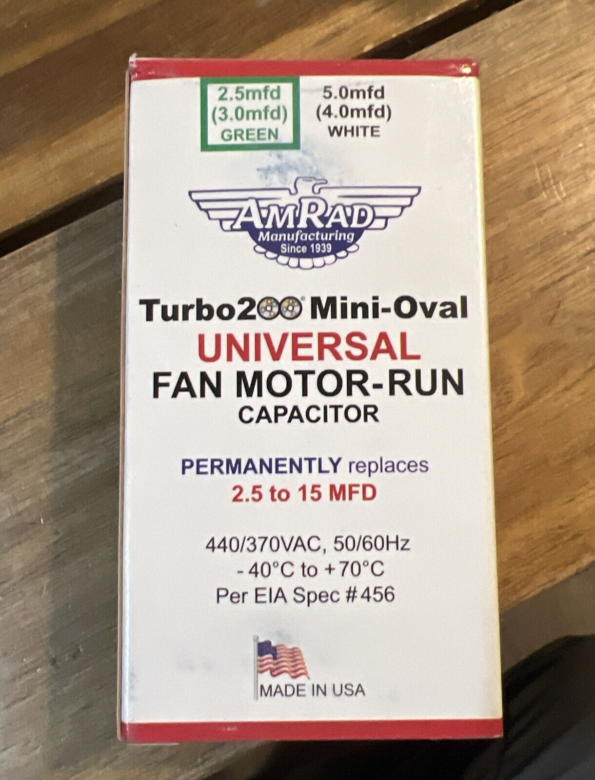 MARS 12500 AmRad Turbo 200 Mini Oval 2.5-15 MFD 440/370V Universal Run Capacitor