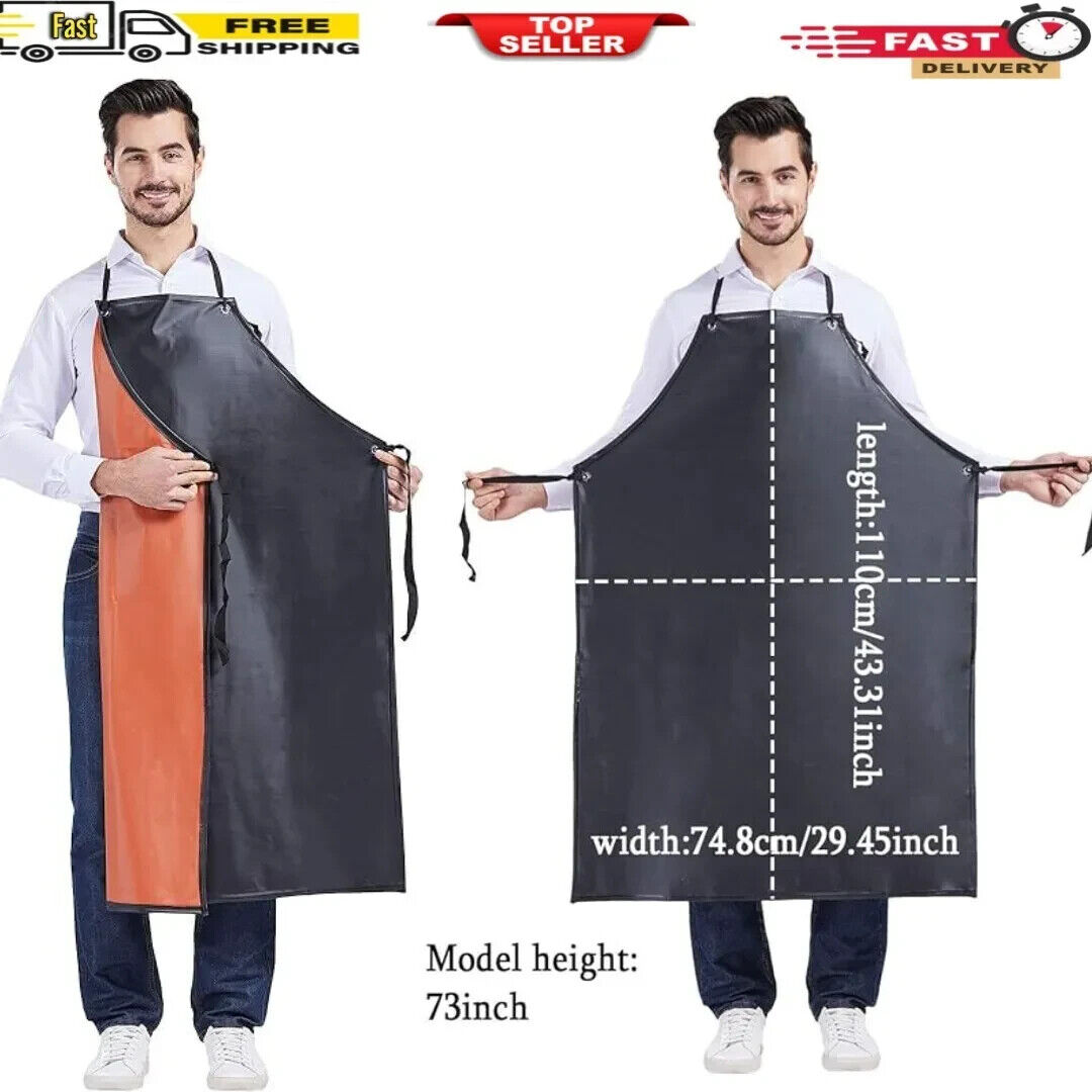 Apron Thick Rubber Waterproof Apron Factory Butcher Adjustable for Working