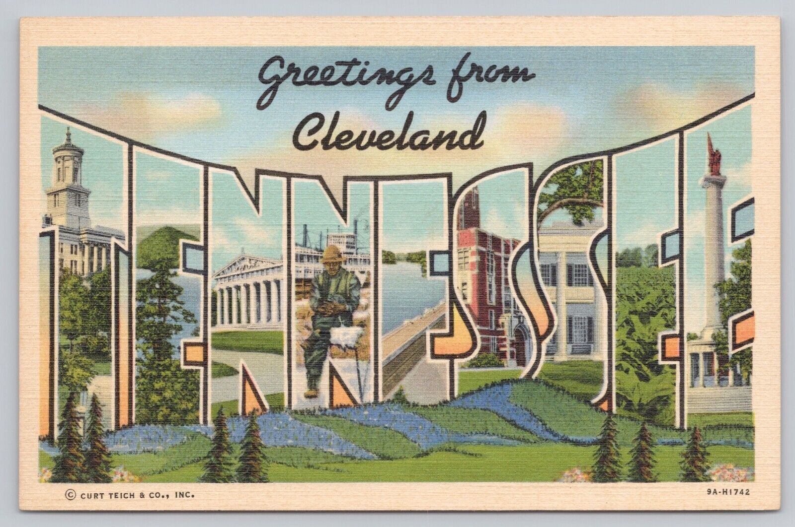Cleveland Tennessee, Large Letter Greetings RARE, Vintage Postcard