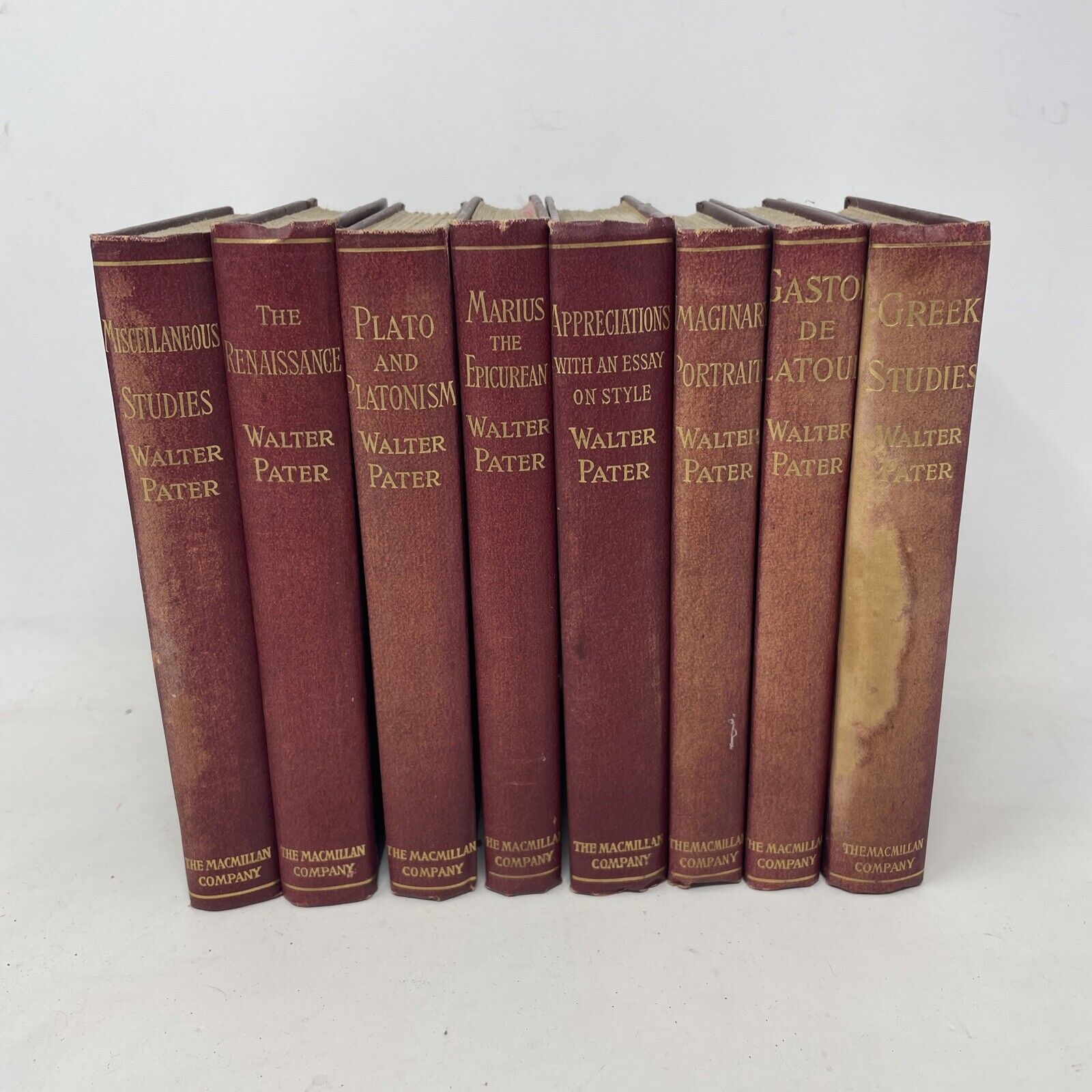 Antique Walter Pater Book Set By The Macmillan Company 8 Books