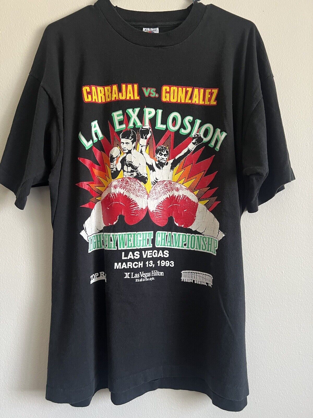 Vintage 90s Gonzalez Vs Carbajal Vegas Boxing T Shirt XL LA Explosion RARE