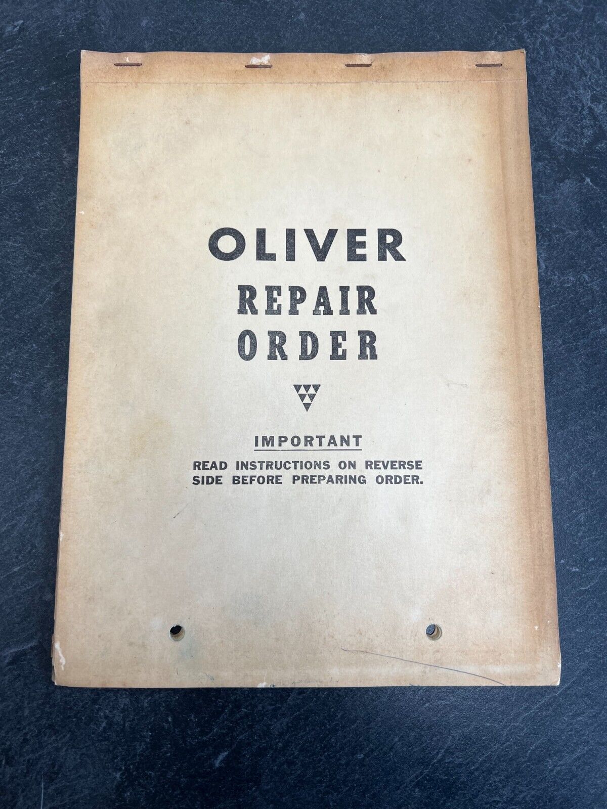 Rare 1950s OLIVER TRACTOR Repair Order Dealer Service BOOK