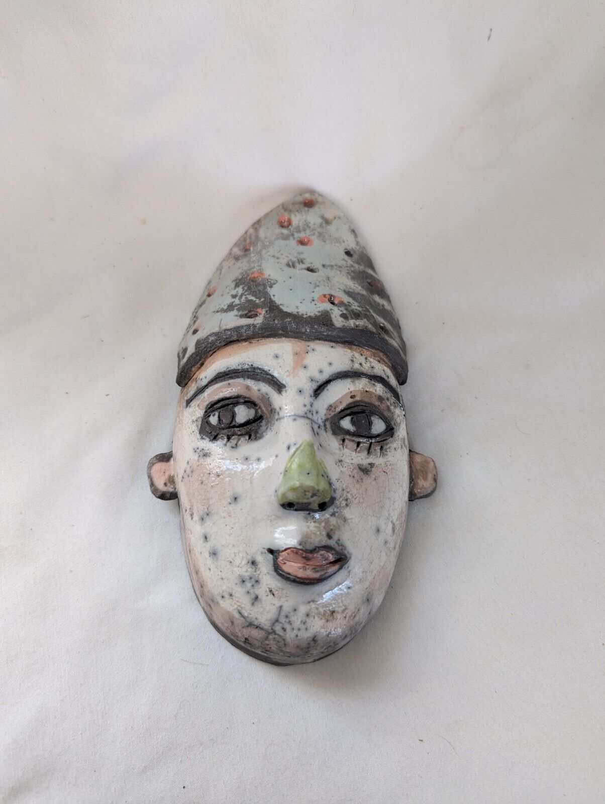 OOAK - ceramic sculpture wall hanging, face, whimsical