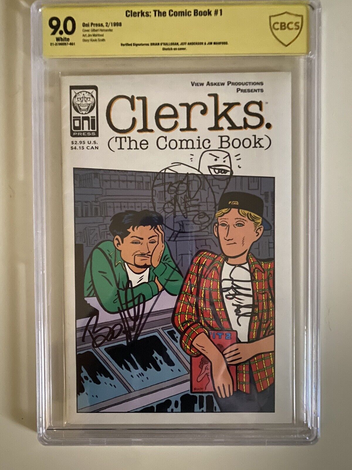 Clerks #1 Signed by Brian O’Halloran, Jeff Anderson, and Jim Mahfood CBCS 9.0