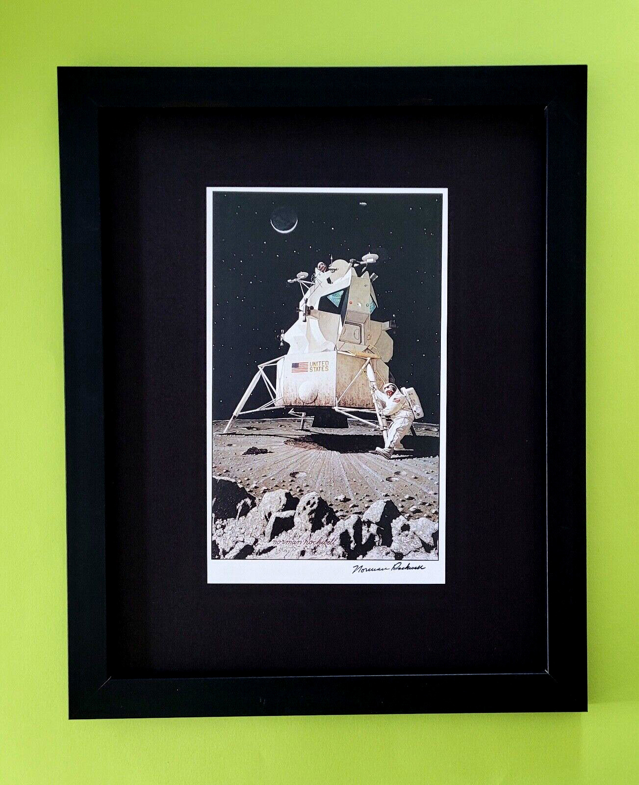 NORMAN ROCKWELL + THE EAGLE APOLLO 11 + CIRCA 1970\'S + SIGNED PRINT FRAMED