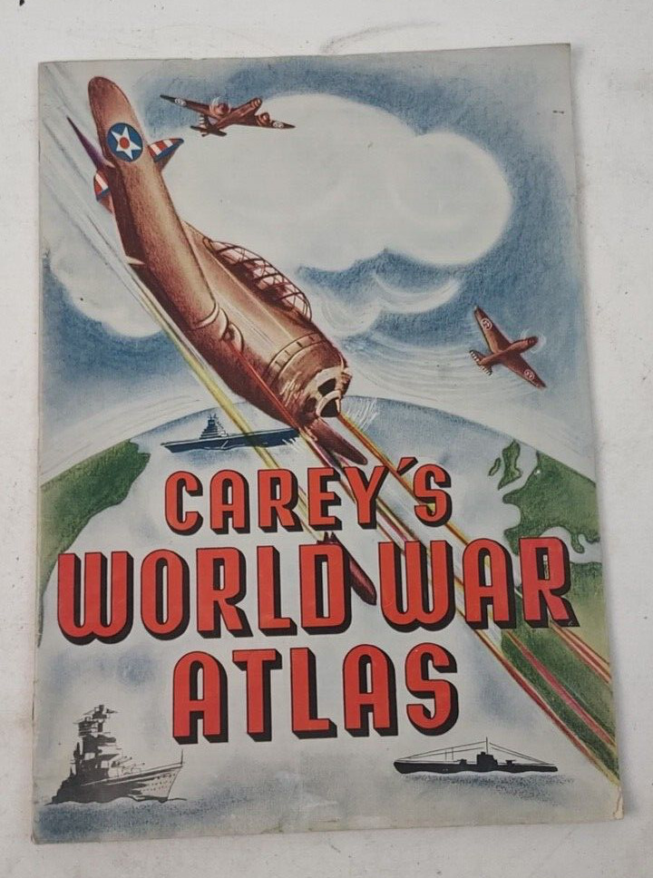 Vintage 1940's Carey's World War Atlas Book