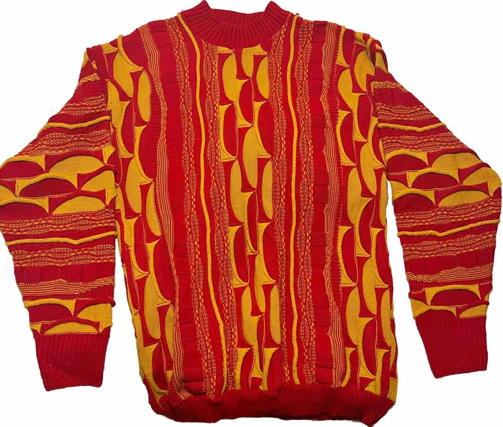 COOGI Australia Vintage 90s Cotton Knitted 3D Mens Sweater Size XL Multicolor