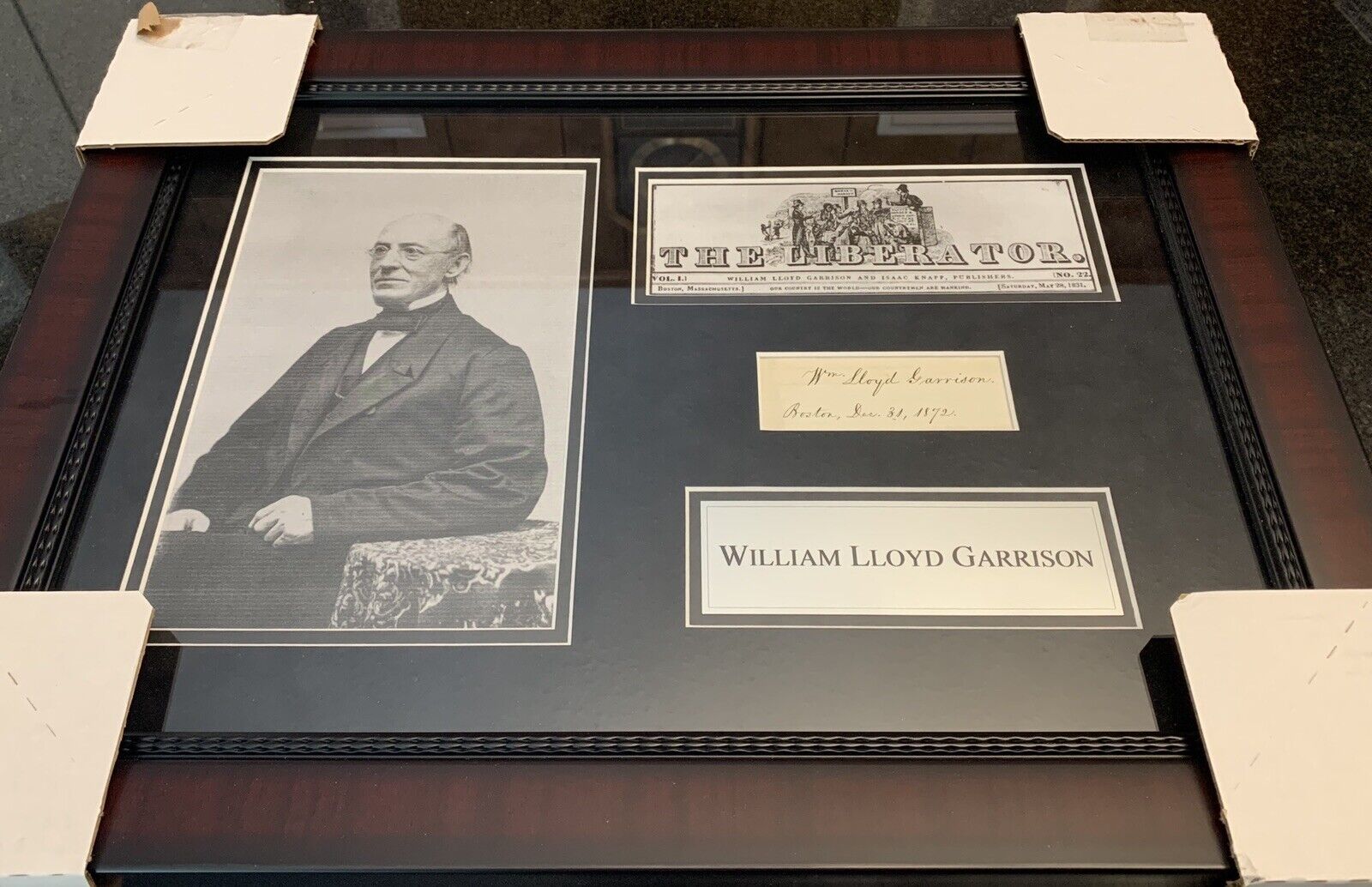 William Lloyd Garrison Autographed Signed Framed Letter Document Photo Collage