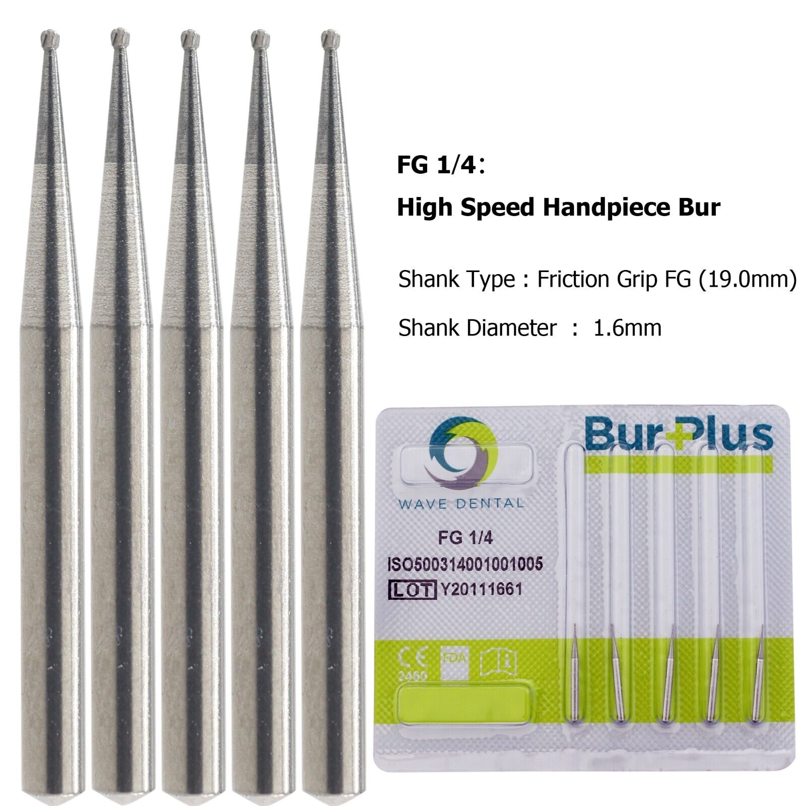 Wave Dental Surgical Burs 25mm Carbide Bur Friction Grip FG Round For High Speed