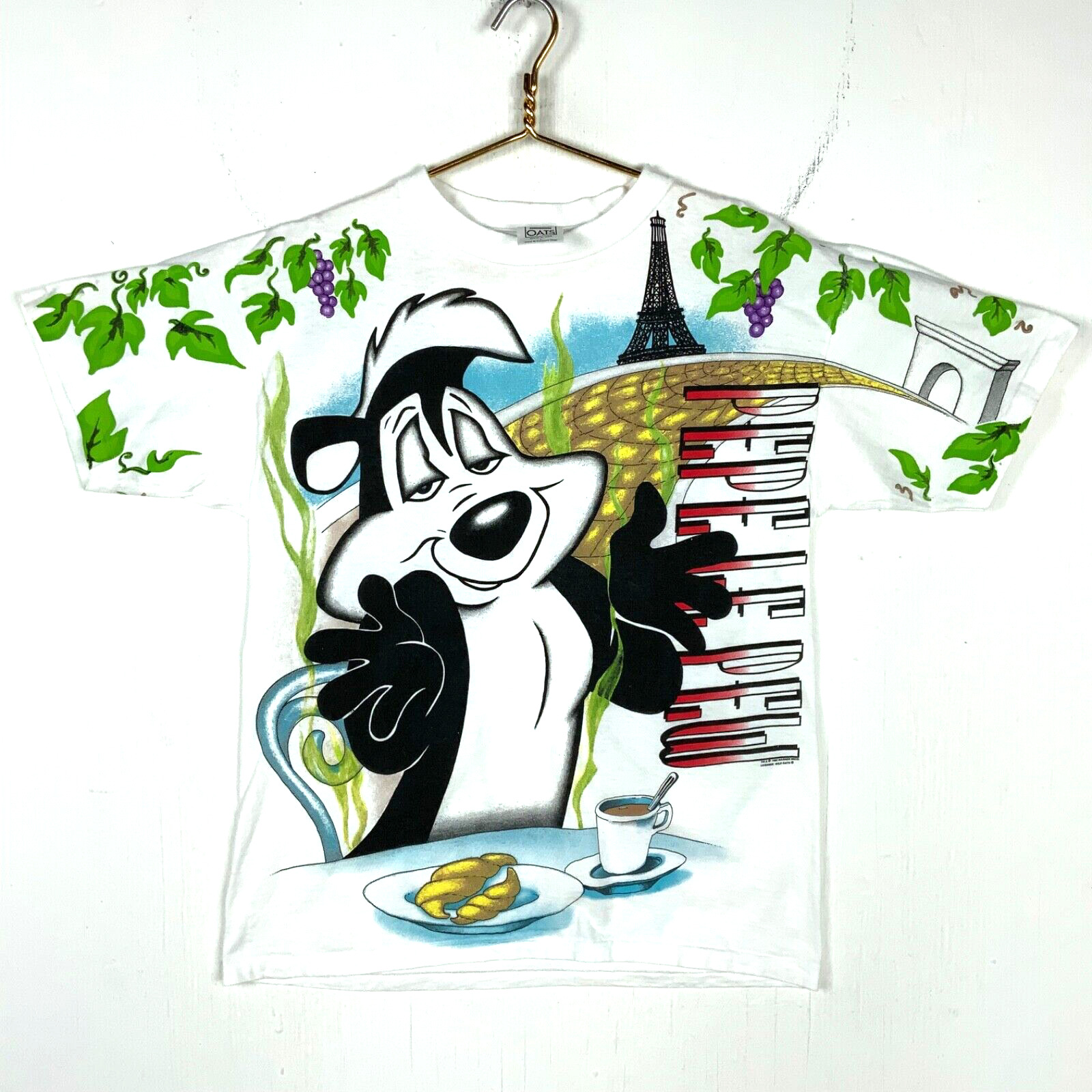 Vintage Pepe Le Pew Looney Tunes Wild Oats T-Shirt Large 1993 Cartoon Aop 90s