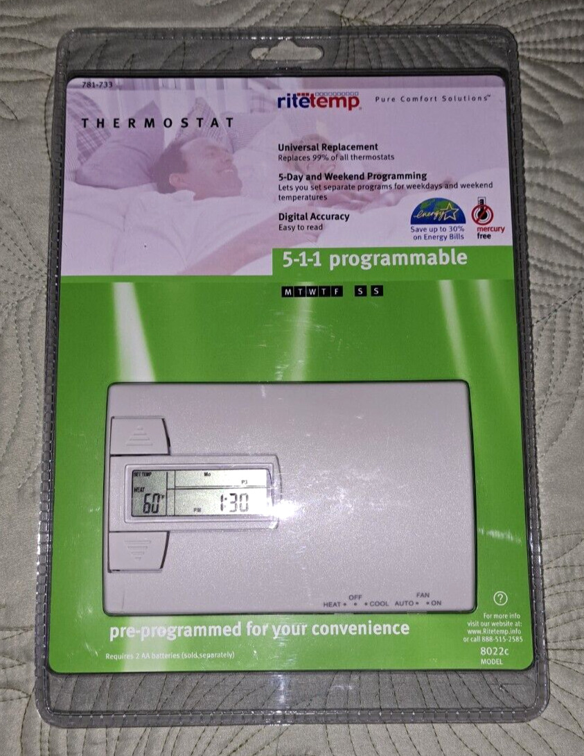Thermostat 8022C Ritetemp 5-1-1 Programmable Pure Comfort Solution NEW SEALED.