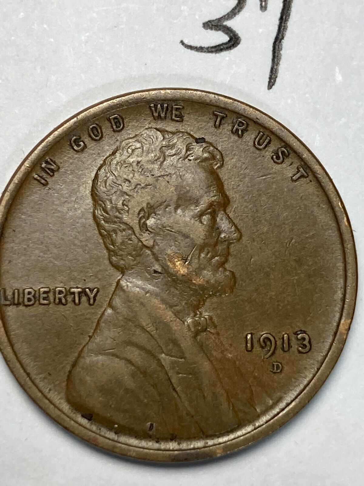 1913-D LINCOLN WHEAT CENT, \