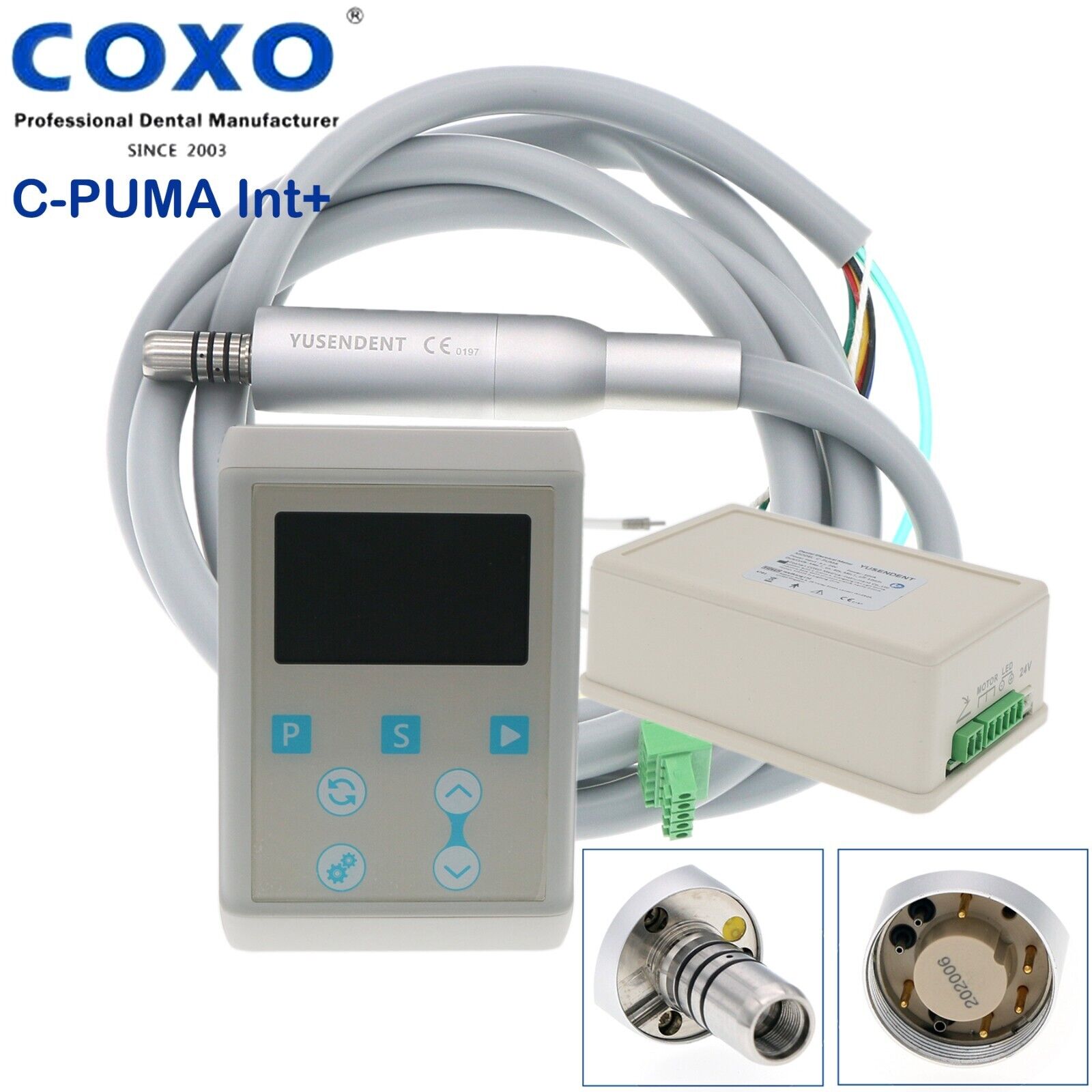 COXO C PUMA INT+ Dental Electric Motor LED 1:5 Handpiece Contra Angle High Speed