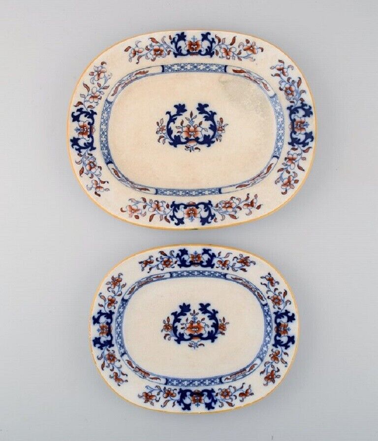 Mintons, England. Two antique dishes in hand-painted faience. Chinese style.