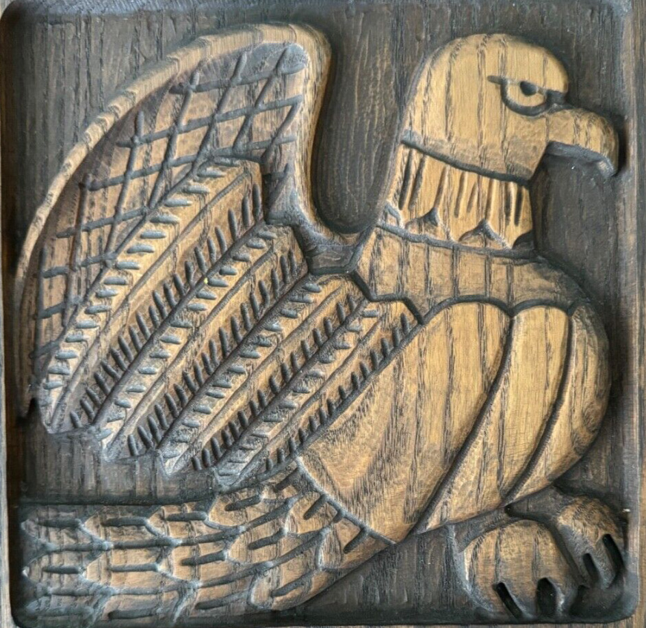 Evelyn Ackerman Wood Panel Eagle Carving Mid Century Modern ERA Industries Rare