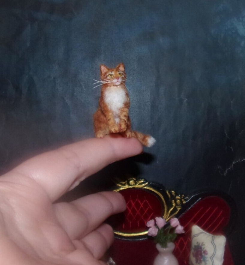 Artisan tabby cat JACK miniature OOAK 1:12 dollhouse realistic handmade IGMA
