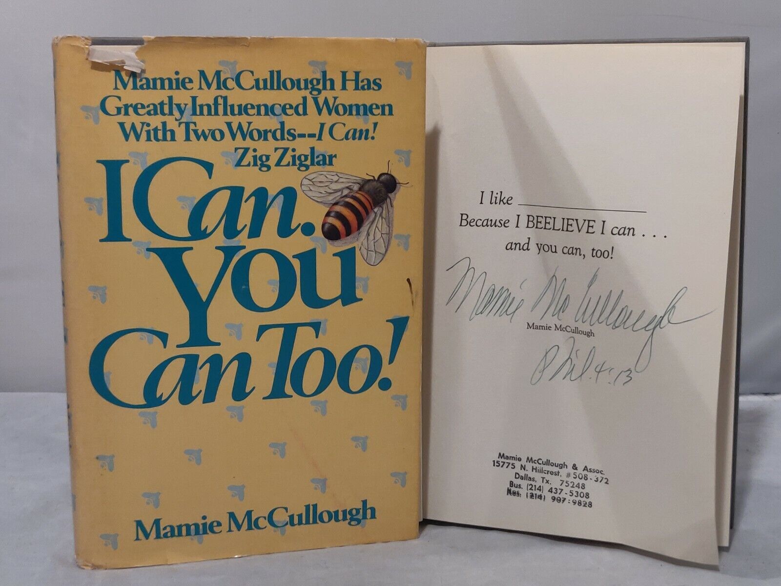 I Can You Can Too by Mamie McCullough SIGNED Autograph Book