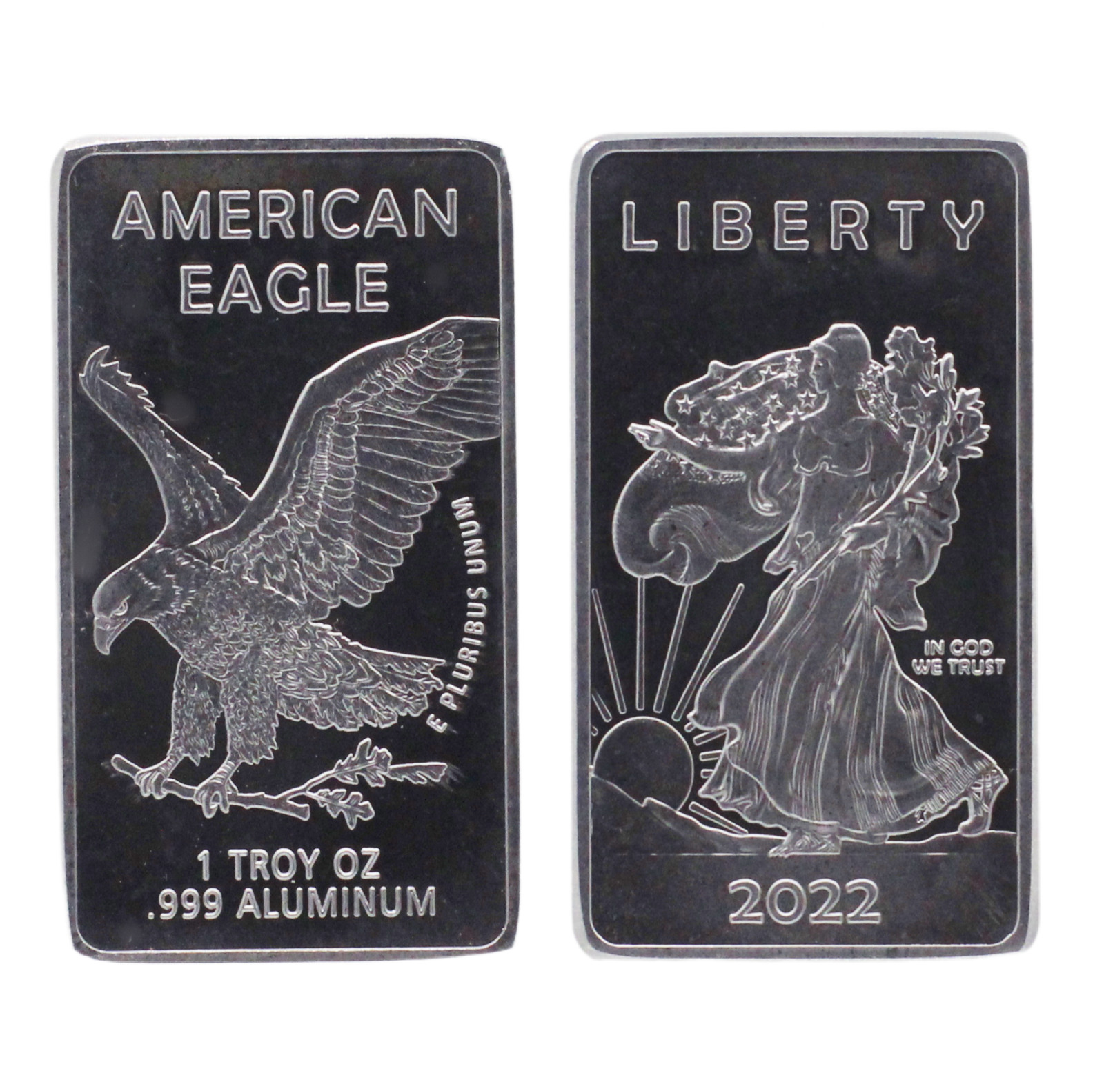 1 TROY OUNCE/OZ .999 Pure ALUMINUM Metal Walking Liberty Eagle Bar Rare Silver 