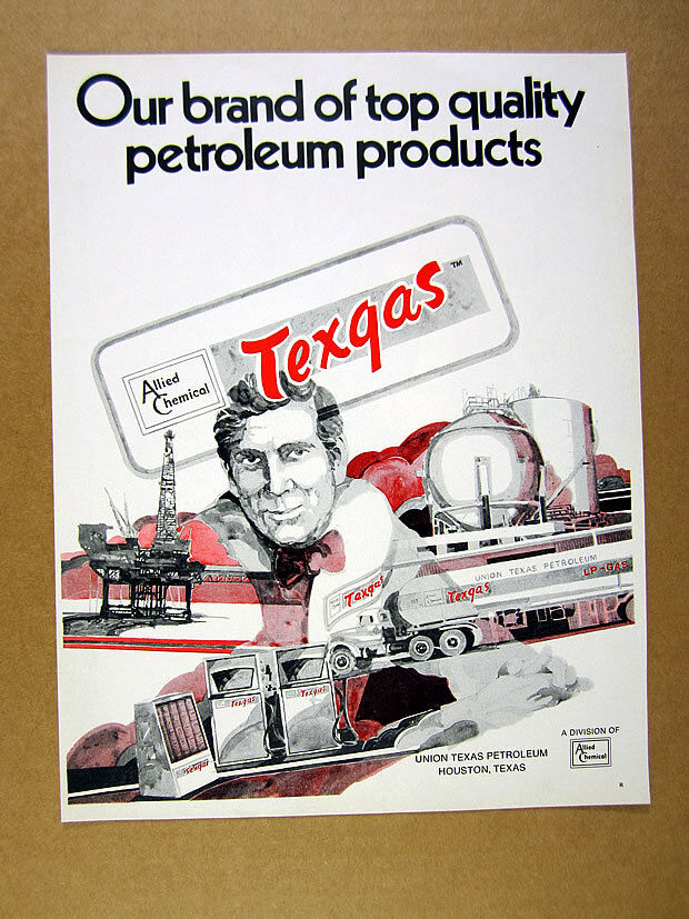 1971 Union Texas Petroleum Texgas truck drilling platform pumps art print Ad