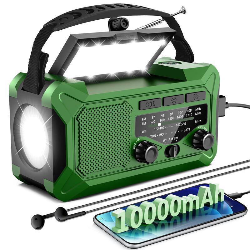 10000mAh Emergency Hand Crank Radio Solar Powered Radio with Phone Charger