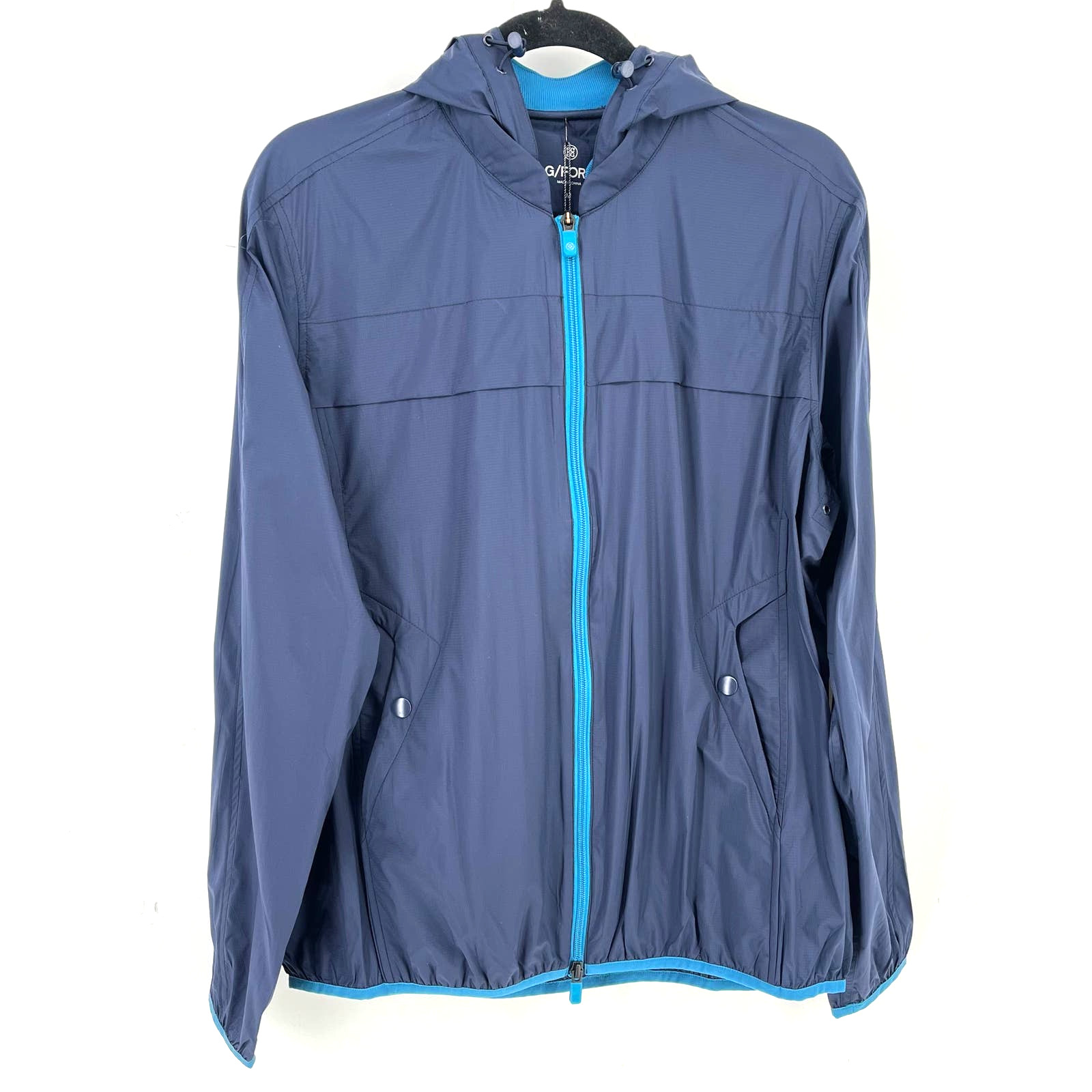 G/FORE Everyday Ripstop Packable Hooded Windbreaker Golf Jacket Mens Sz M Blue