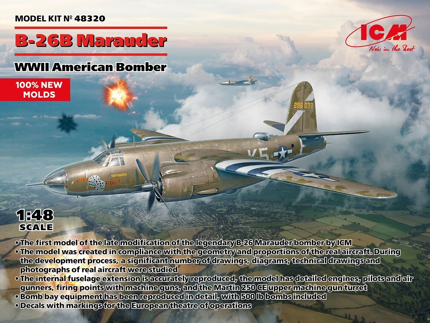 New 2024 ICM 48320 WWII American Bomber B-26B Marauder 1/48