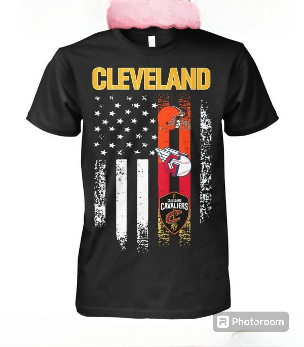 NEW ARRIVAL Cleveland Guardians Browns Cavaliers Patriot Fan American T-Shirt
