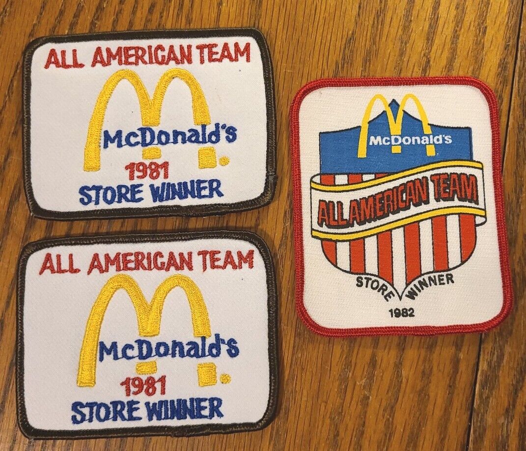 McDonald\'s ALL AMERICAN TEAM STORE WINNER 1981, 1982 PATCHES SET OF 3. 3X4\