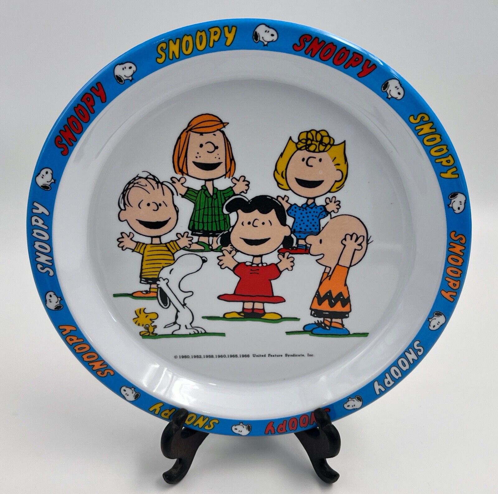 Vintage Peanuts Melamine Plate Snoopy Charlie Brown Woodstock PECO