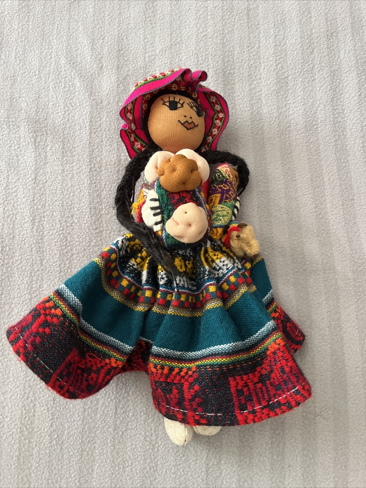 Vintage Peruvian Doll Handmade/ Folk Art/ 12 Inches