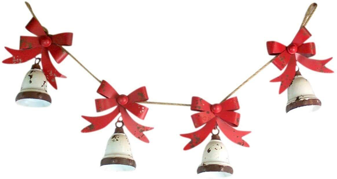Distressed Painted Metal Jingle Bell Garland, 35 Inch