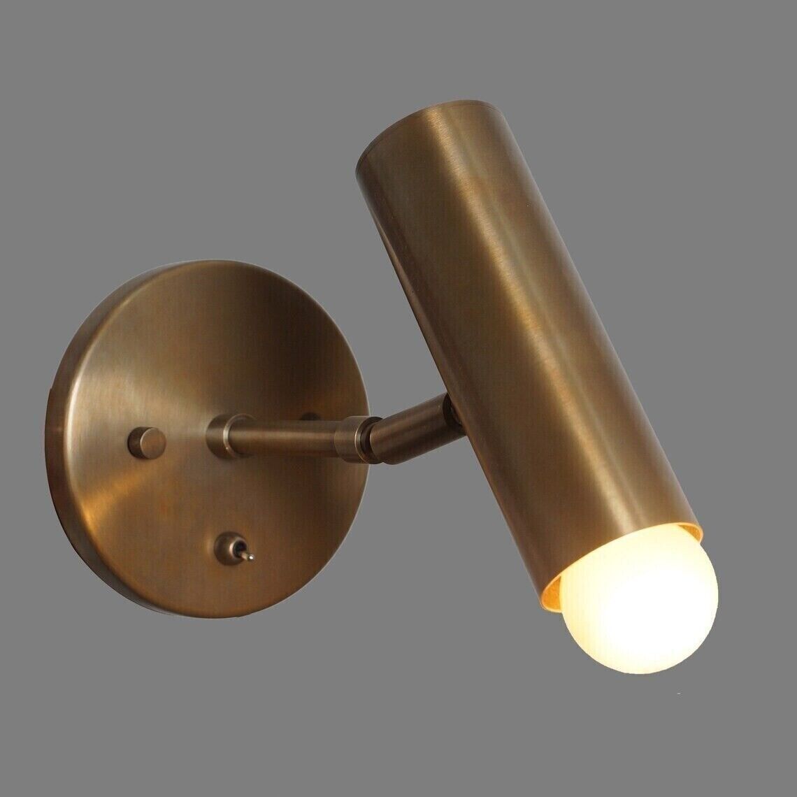 Articulated Light Single Sconce Mid Century Stilnovo Style Raw Brass Wall Lamp