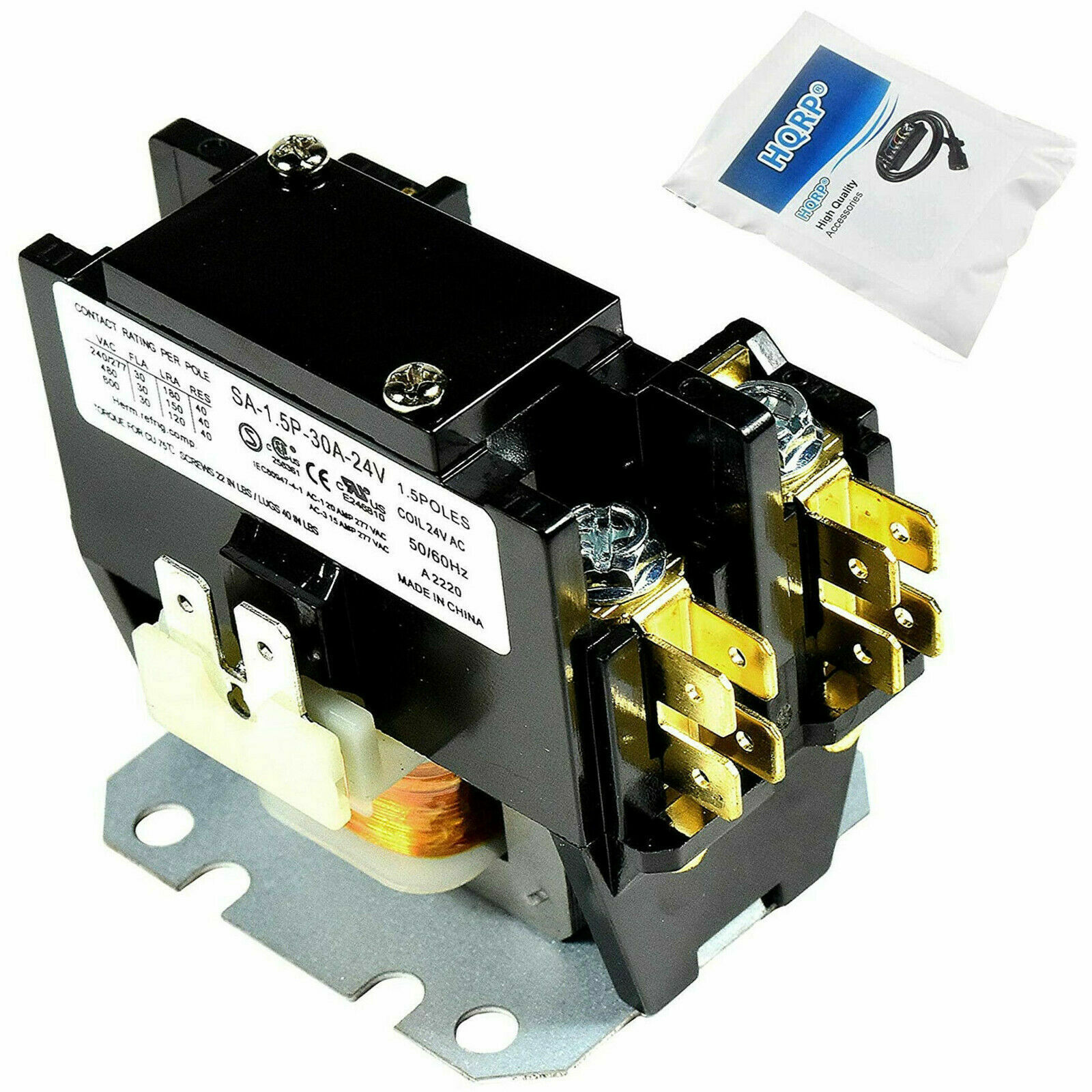 AC Condenser Contactor HVAC Definite Purpose Relay 1-4 Pole 24 or 120V UL Listed