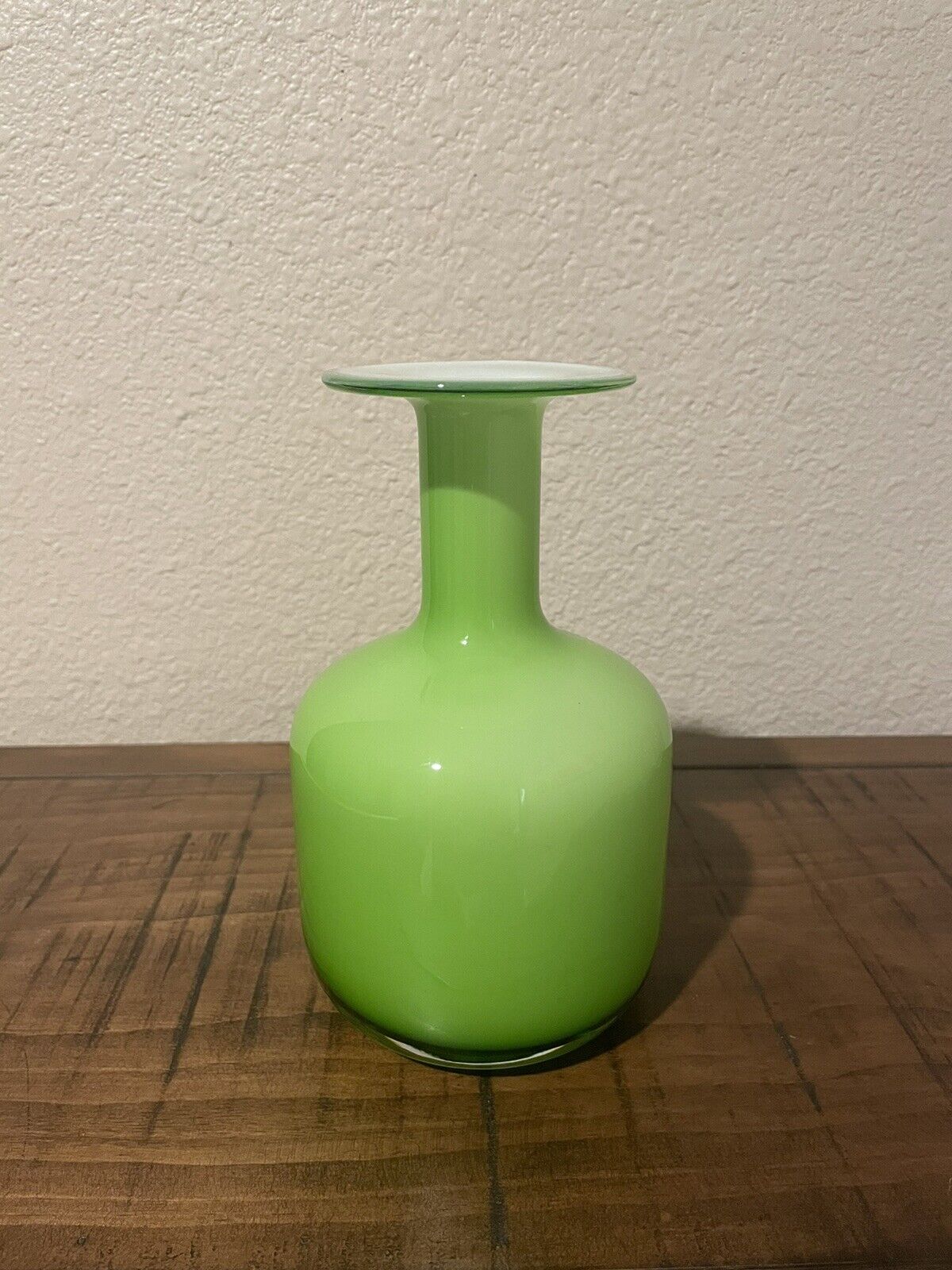 Vintage Hand Blown Lime Green Cased Glass Vase 1990’s LSA International, Poland