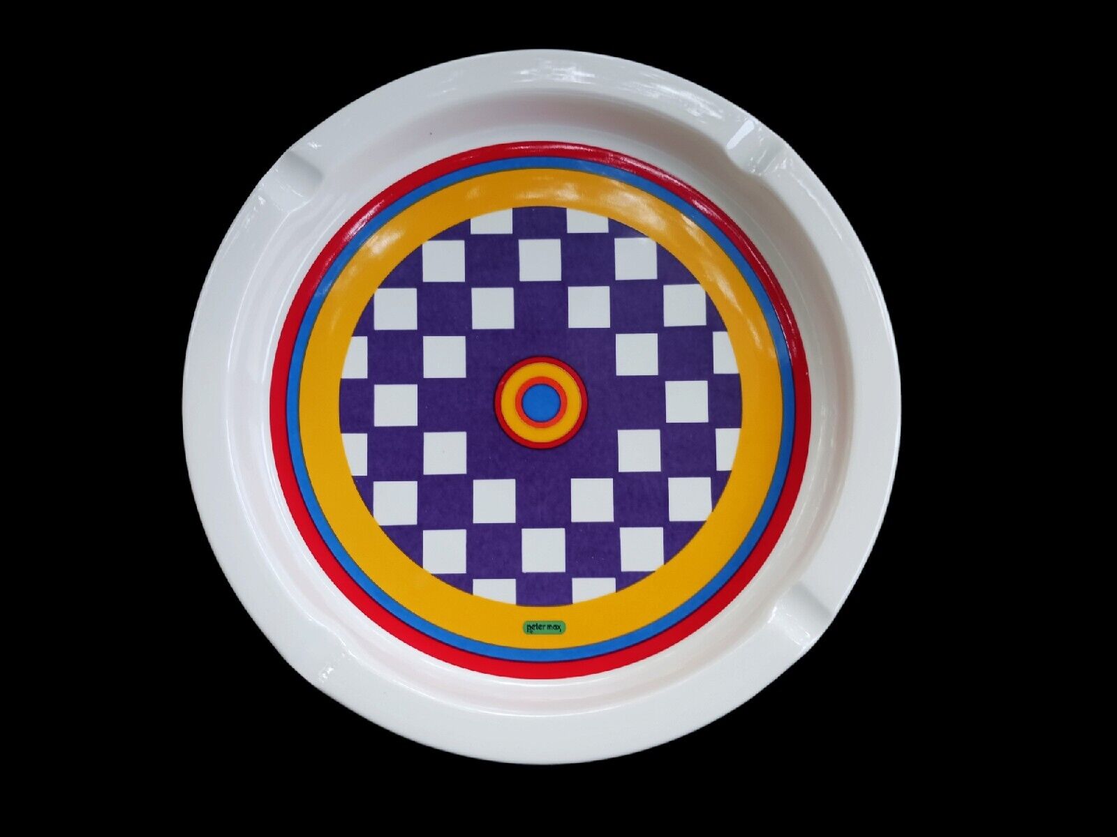 Checked Vintage RETRO 1968 PETER MAX  - 10” PSYCHEDELIC Ash Tray Iroquois CHINA 