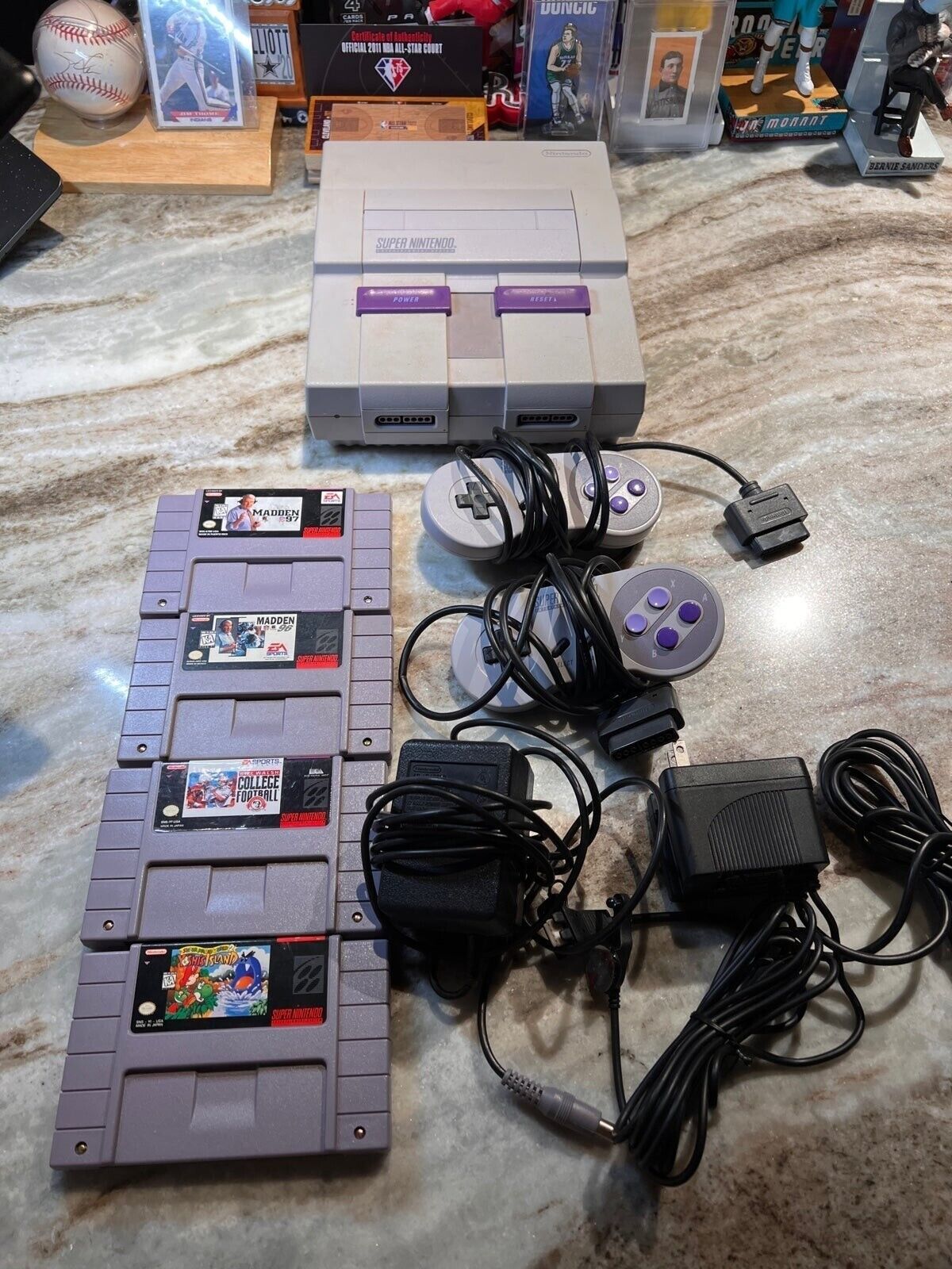 Super Nintendo SNES System Console With 2 OEM Controllers + Games Authentic
